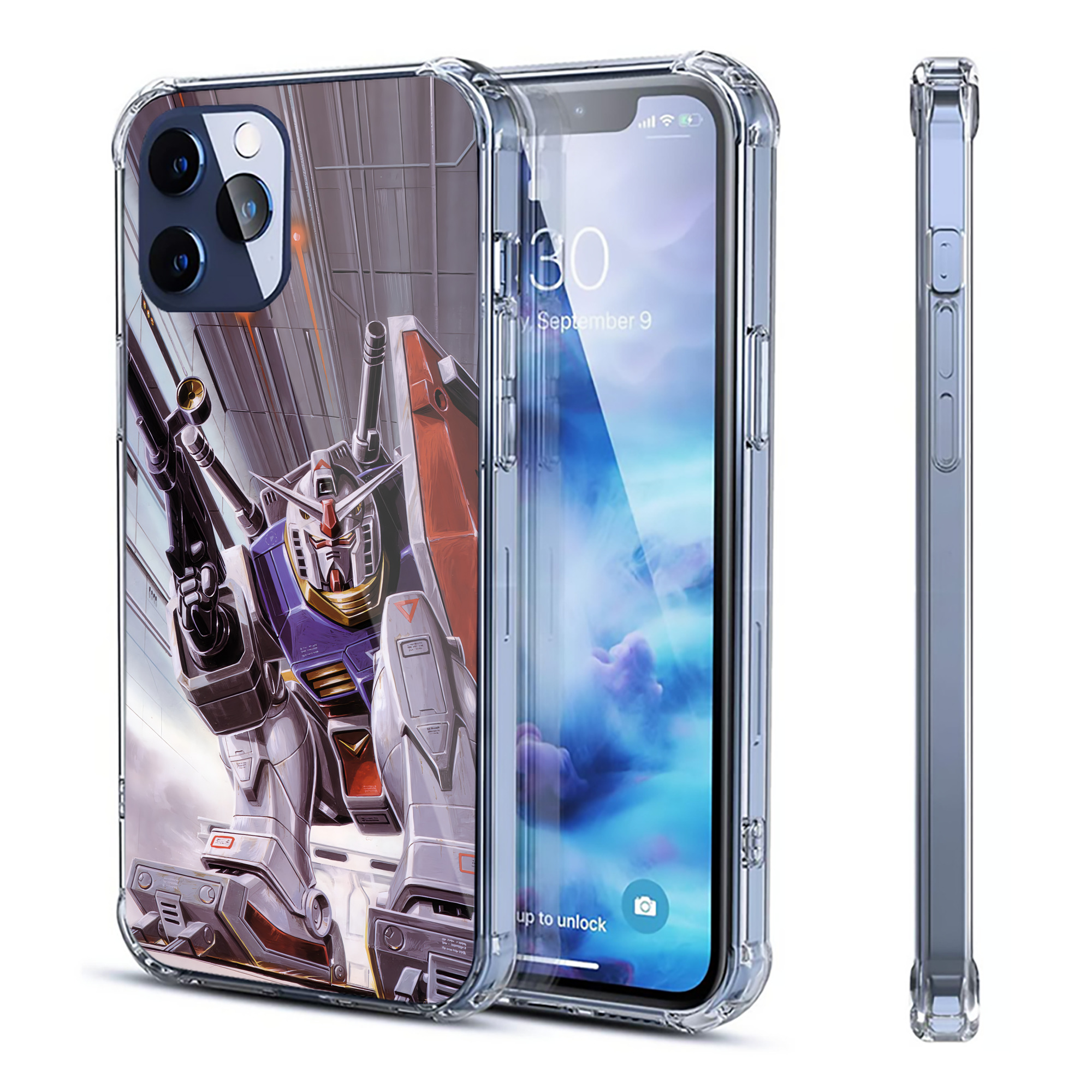 （画像用） 機動戦士ガンダム Mobile Suit Gundam 【iPhone 12シリーズ対応】透明スマホケース（クリアソフトケース）